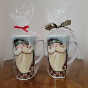 2pk Designpac Gifts 2 Christmas/ Santa Tall Hot Cocoa Mugs, Brand New